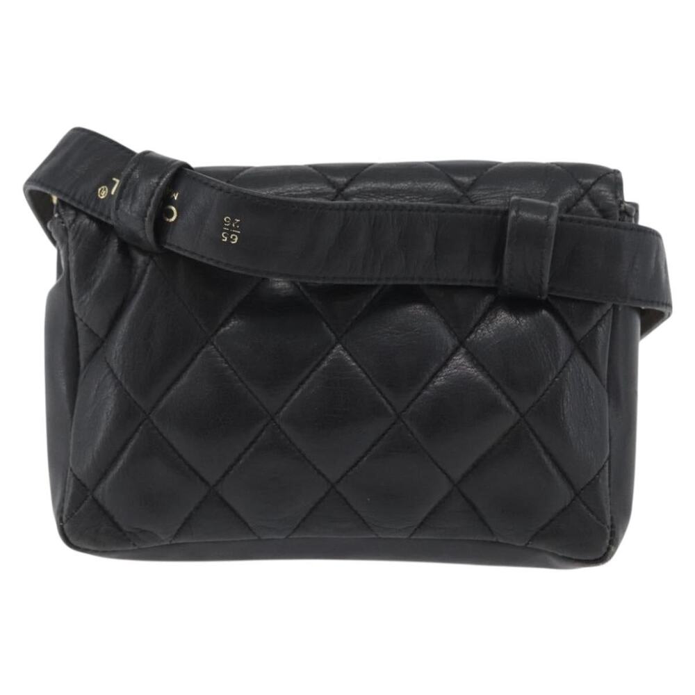 Chanel Matelasse Waist Bag Leather Black Gold CC - Picture 2 of 8